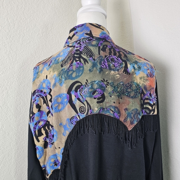 VTG Sebatu Shirt One Size Fringe,Beaded,Art To Wear,Western - Picture 7 of 14